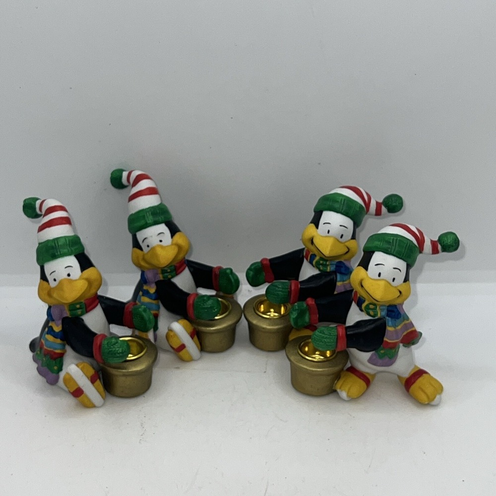 Vintage 1995 Penguin Christmas Candle Holders Set Of 4 - Picture 11 of 15